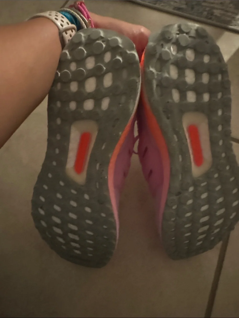 adidas Kids Pink and Orange Knit Sneakers
